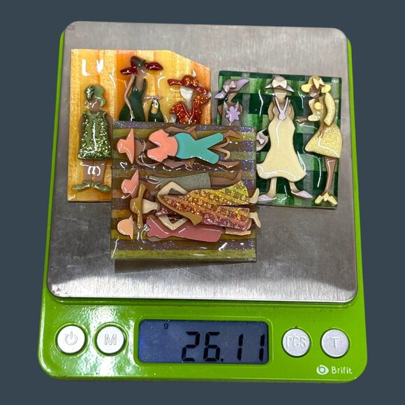 Lucinda Woman Pins Lot of 3 Set Collection Shopping Enamel Red Hat Society READ - Picture 6 of 10